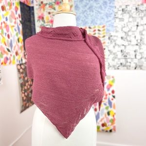 Hand Knit Triangular Mauve Romantic Lightweight Art Deco Shawl